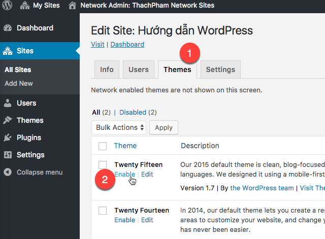 multisite enablethemepersite2
