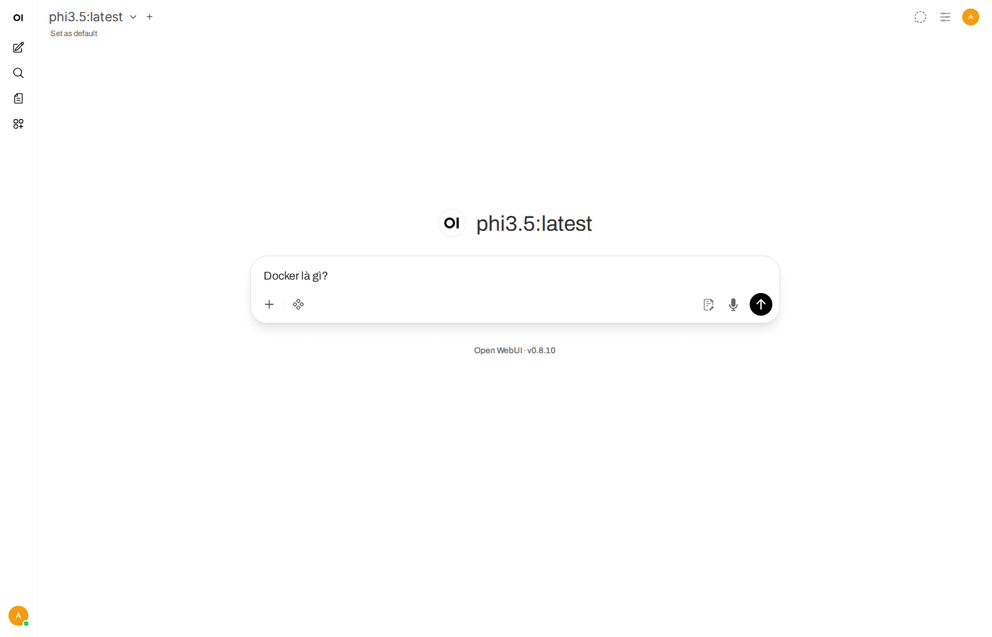 Cài Open WebUI + Ollama bằng Docker Compose – Tạo ChatGPT riêng trên VPS 5 Chat với AI model trên Open WebUI