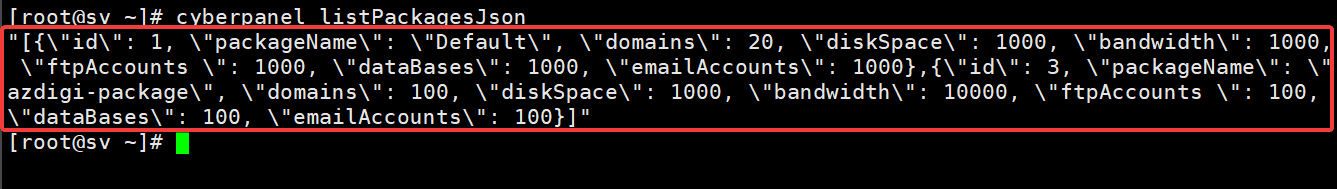 Sử dụng CLI để quản trị User Package trên Cyber Panel 10 package2