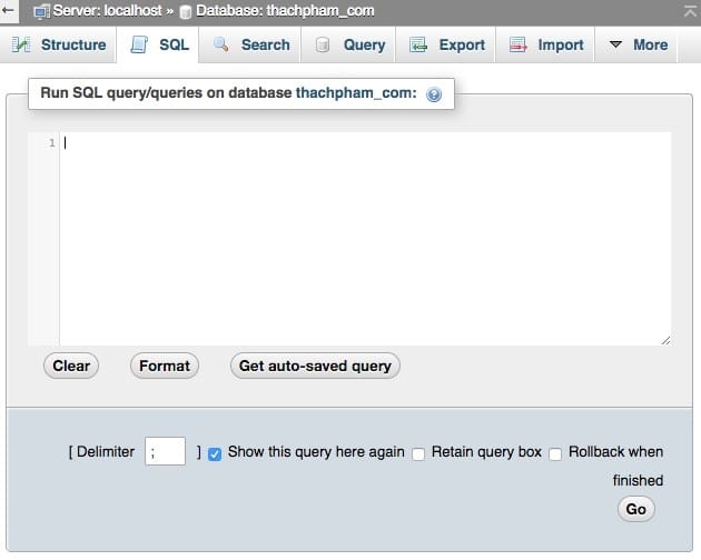 phpmyadmin sql command 1