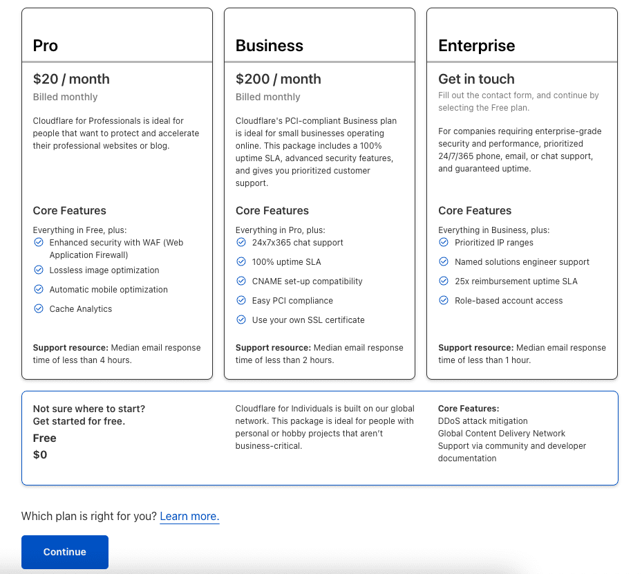 CloudFlare là gì? Cách kết nối CloudFlare với Website 8 Chọn Plan