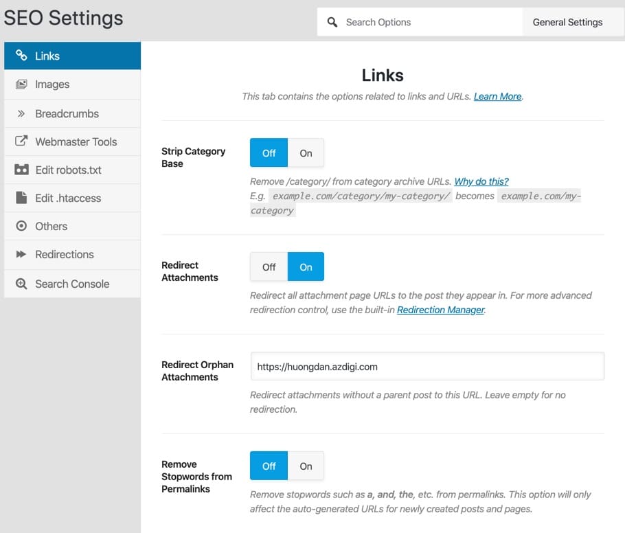 rank math seo settings