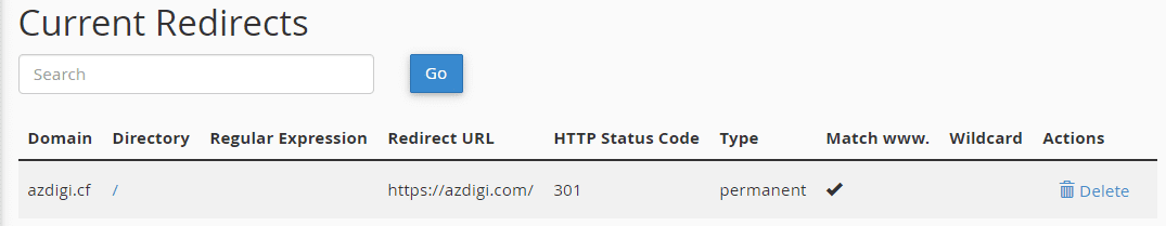 Hướng dẫn sử dụng tính năng Redirects trên cPanel 4 Sử dụng tính năng Redirects trên cPanel