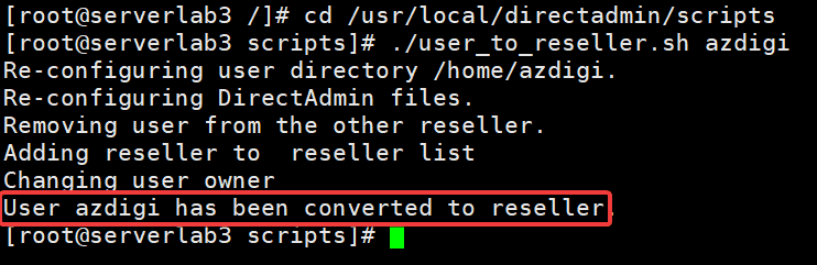 Hướng dẫn nâng cấp User lên Reseller bằng command trên DirectAdmin 4 Hướng dẫn nâng cấp User lên Reseller bằng command trên Directadmin