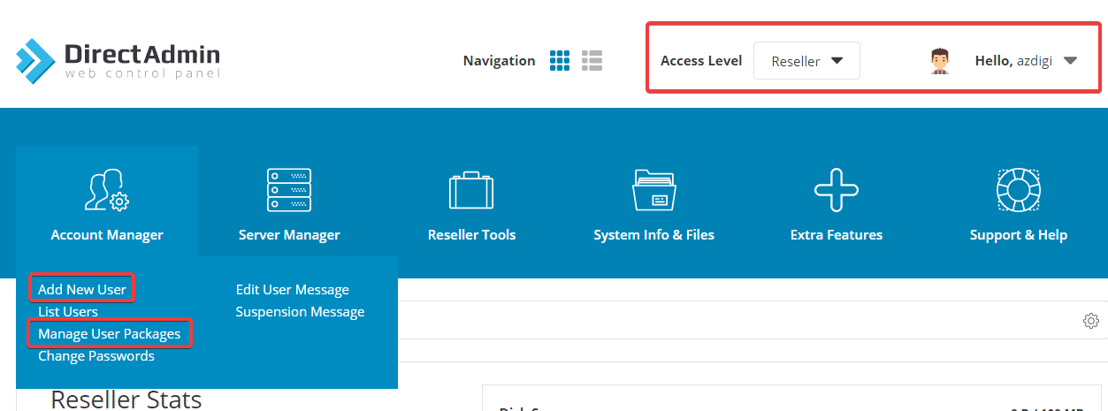 Hướng dẫn nâng cấp User lên Reseller bằng command trên DirectAdmin 8 Hướng dẫn nâng cấp User lên Reseller bằng command trên Directadmin
