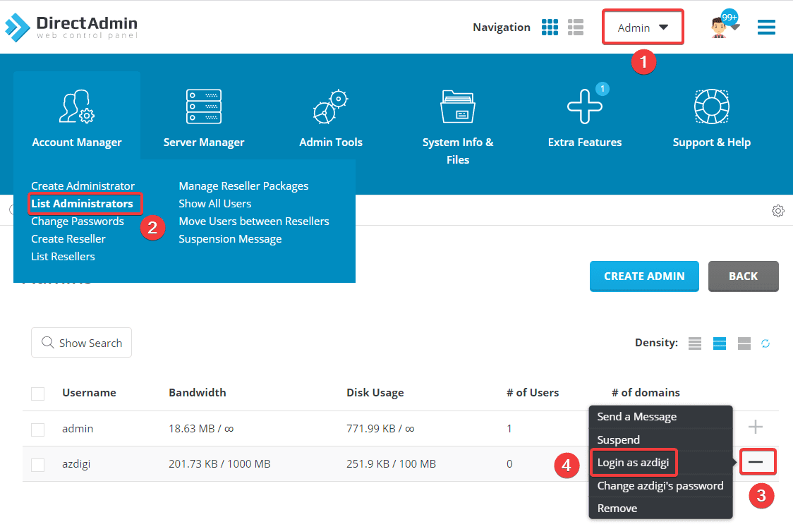 Hướng dẫn nâng cấp Reseller lên Admin bằng command trên DirectAdmin 6 Hướng dẫn nâng cấp Reseller lên Admin bằng command trên DirectAdmin