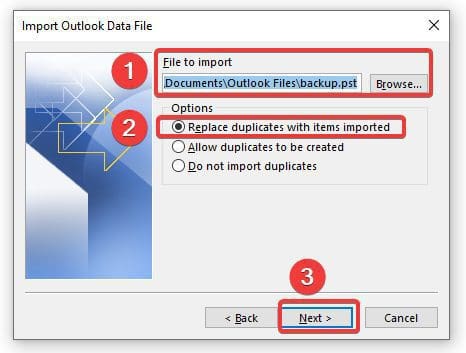 Hướng dẫn Backup/Restore Email trên Outlook 12 restoreout3