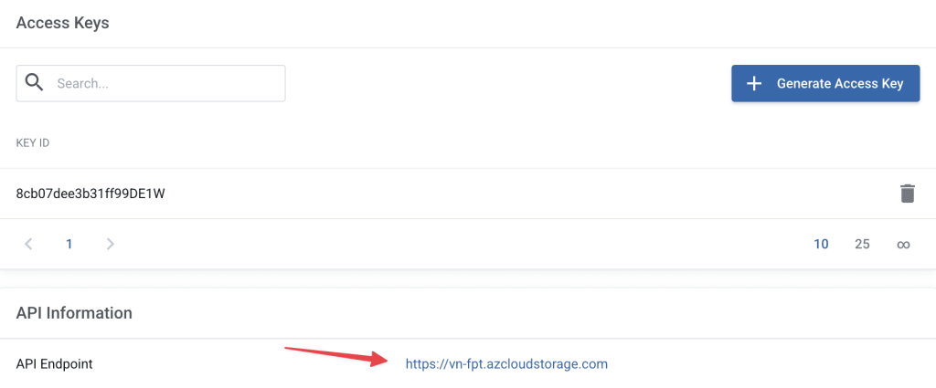 Hướng dẫn sử dụng AZ Cloud Storage 4 Thông tin Endpoint để kết nối với S3 của AZDIGI