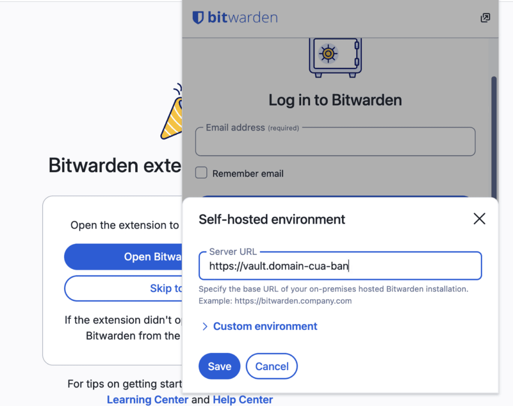 Hướng dẫn cài đặt Bitwarden tự host lên VPS để quản lý mật khẩu và dữ liệu nhạy cảm 6 screenshot 2026 03 18 15.39.34@2x