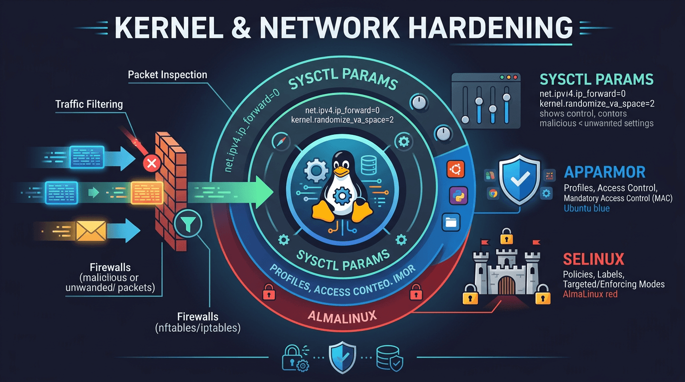Tăng cường bảo mật Kernel và Network trên Linux VPS – sysctl, AppArmor và SELinux 2 Kernel Tăng cường bảo mật