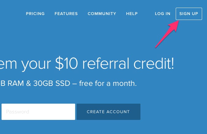 signup digitalocean 1
