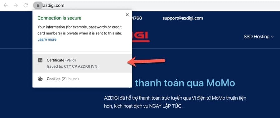 Chứng chỉ SSL là gì và các thông tin cần biết 3 Cách xem thông tin chứng chỉ SSL