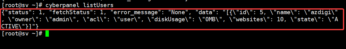Sử dụng CLI để quản trị User Package trên Cyber Panel 7 user cli5