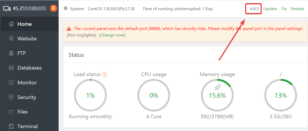 Hướng dẫn cập nhật phiên bản aaPanel 3 Hướng dẫn update version aaPanel