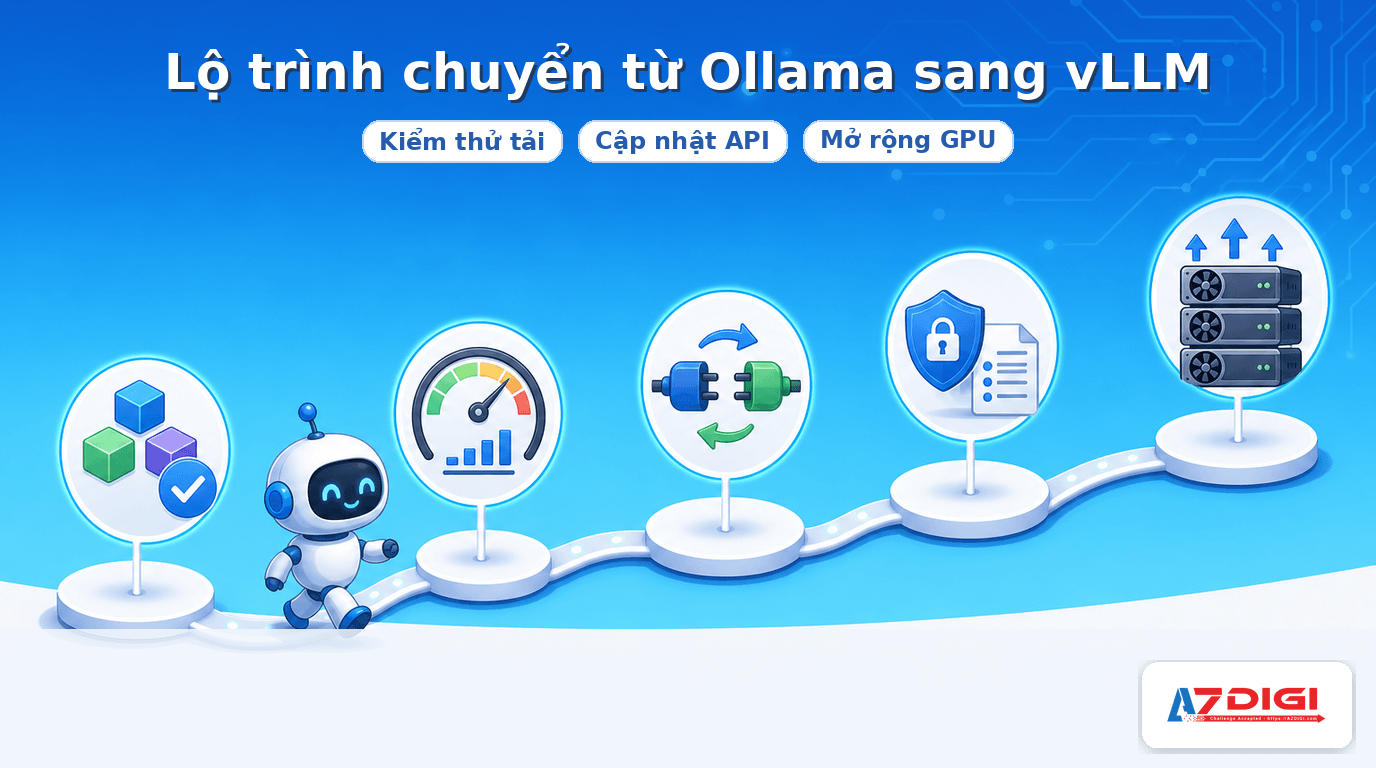 vLLM là gì? Khi nào nên dùng vLLM thay Ollama 5 Lộ trình chuyển từ Ollama sang vLLM với kiểm thử tải và mở rộng GPU