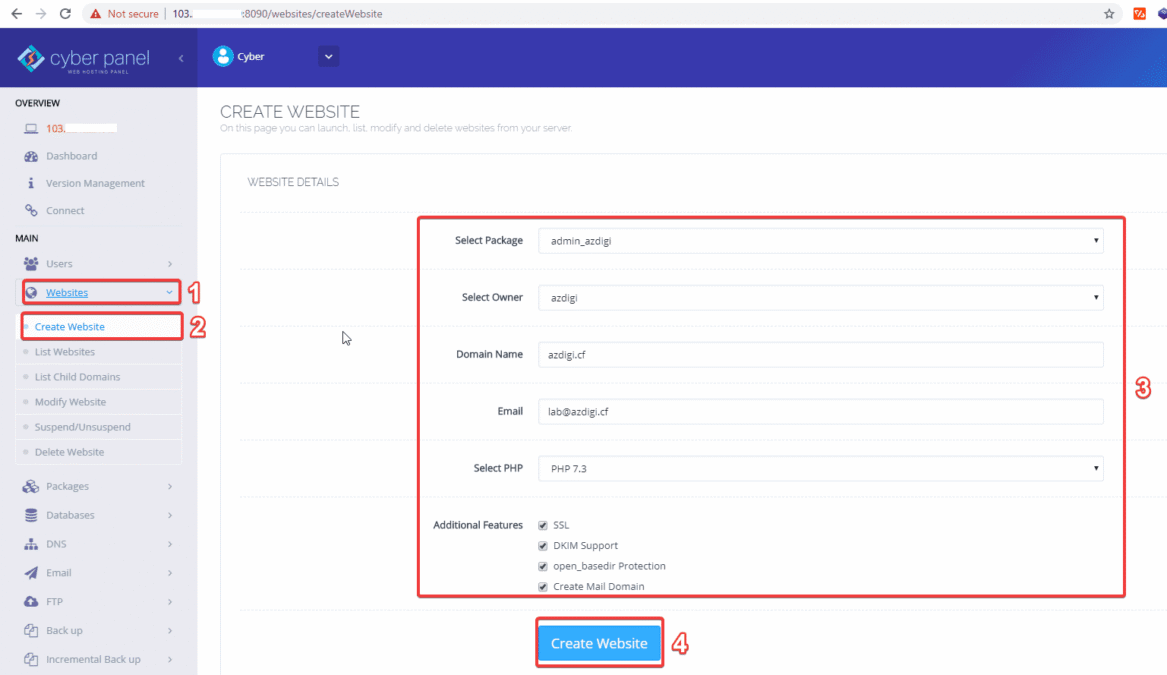 Hướng dẫn thêm Website lên CyberPanel 1 Hướng dẫn thêm Website lên CyberPanel