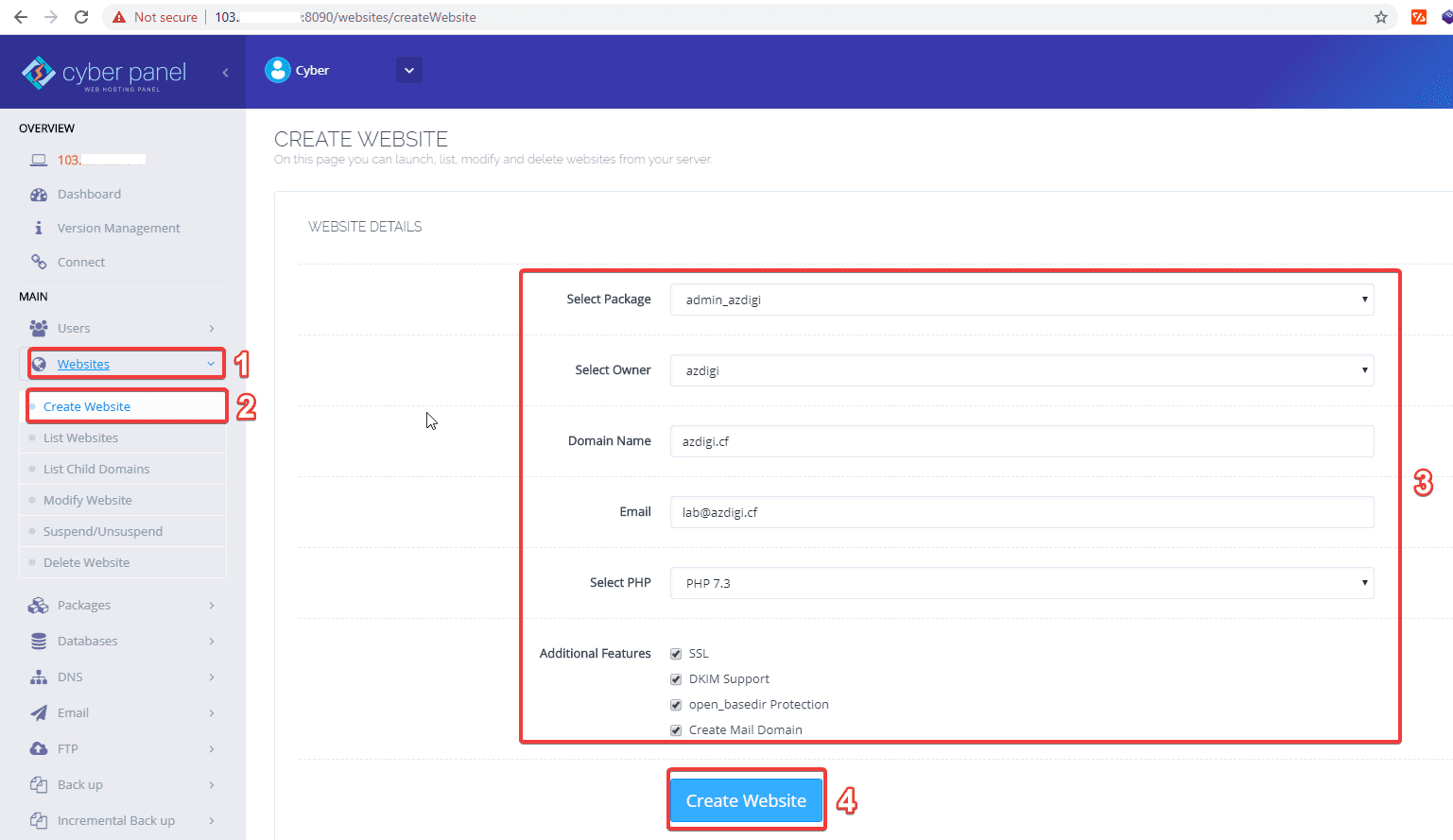 Hướng dẫn thêm Website lên CyberPanel 2 website