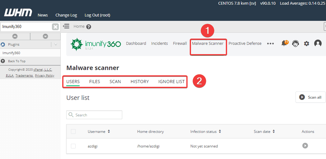 Hướng dẫn cài đặt Imunify360 lên cPanel 7 whm imunify5