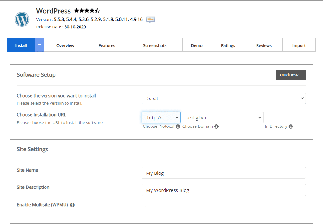Hướng dẫn cài đặt WordPress trên Centos Web Panel (CWP) 4 wp cwp3